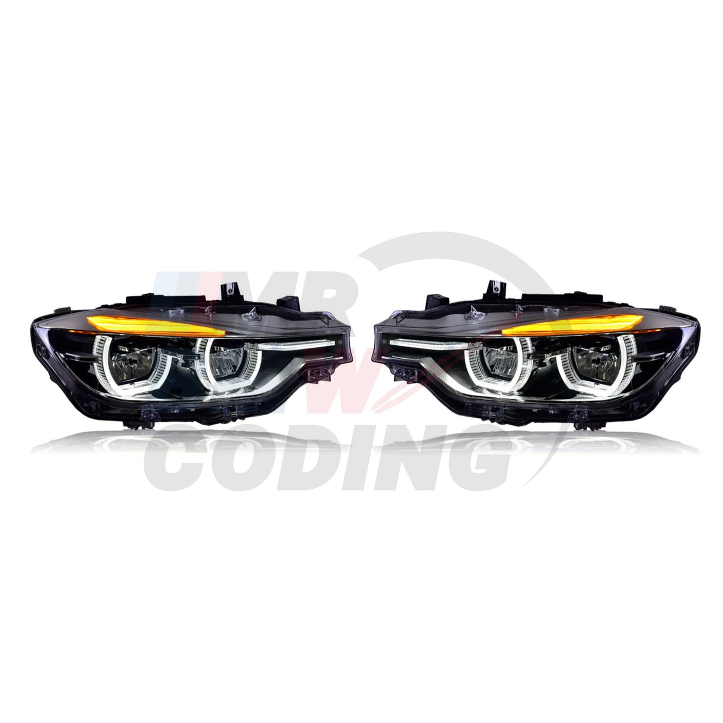 BMW 3 Series F30 Headlights (2012–2018) – OEM LED Style (Switchable White/Yellow DRL)